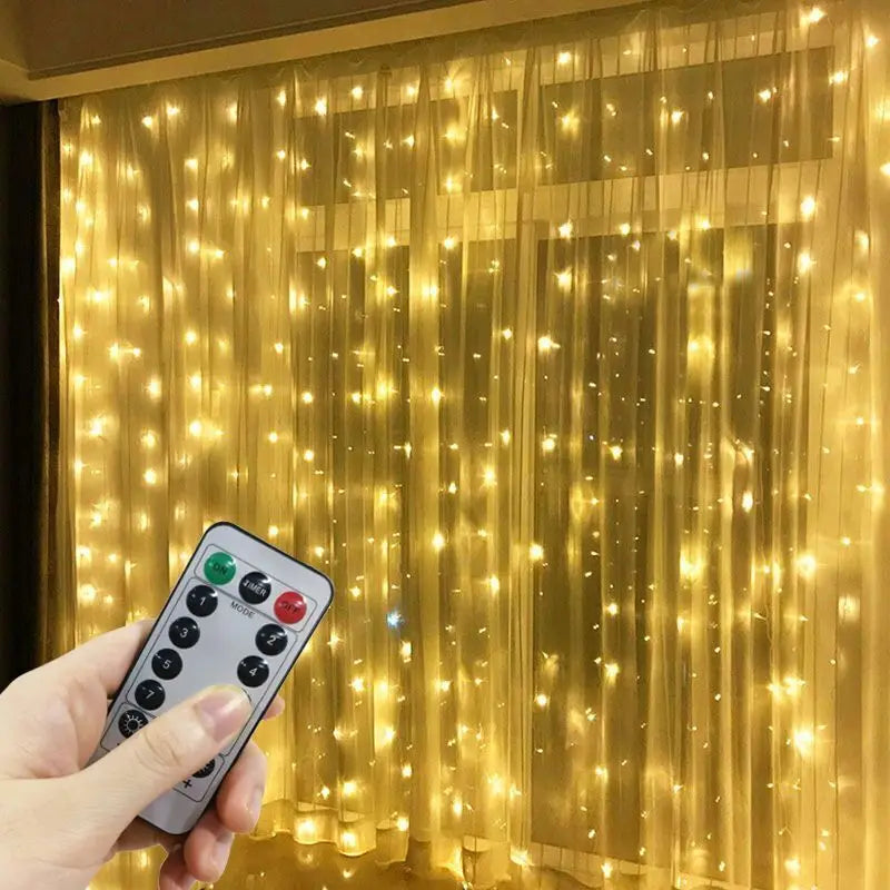 LED Christmas Curtain String Lights with Remote