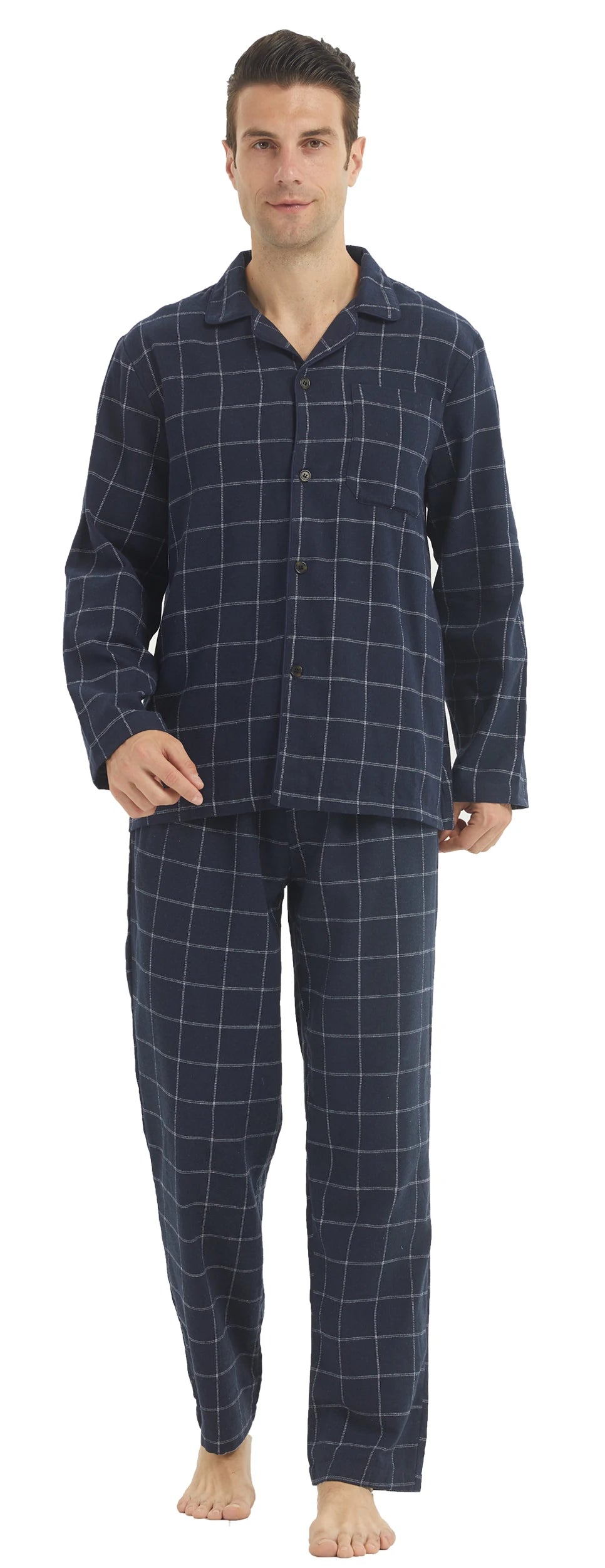 Mens’s Cotton Plaid Pajamas Set