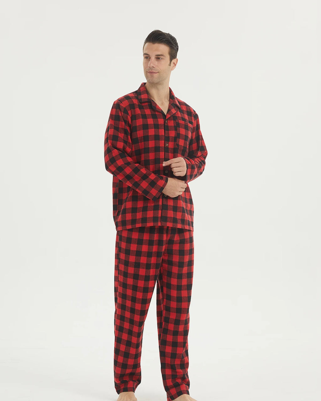 Mens’s Cotton Plaid Pajamas Set