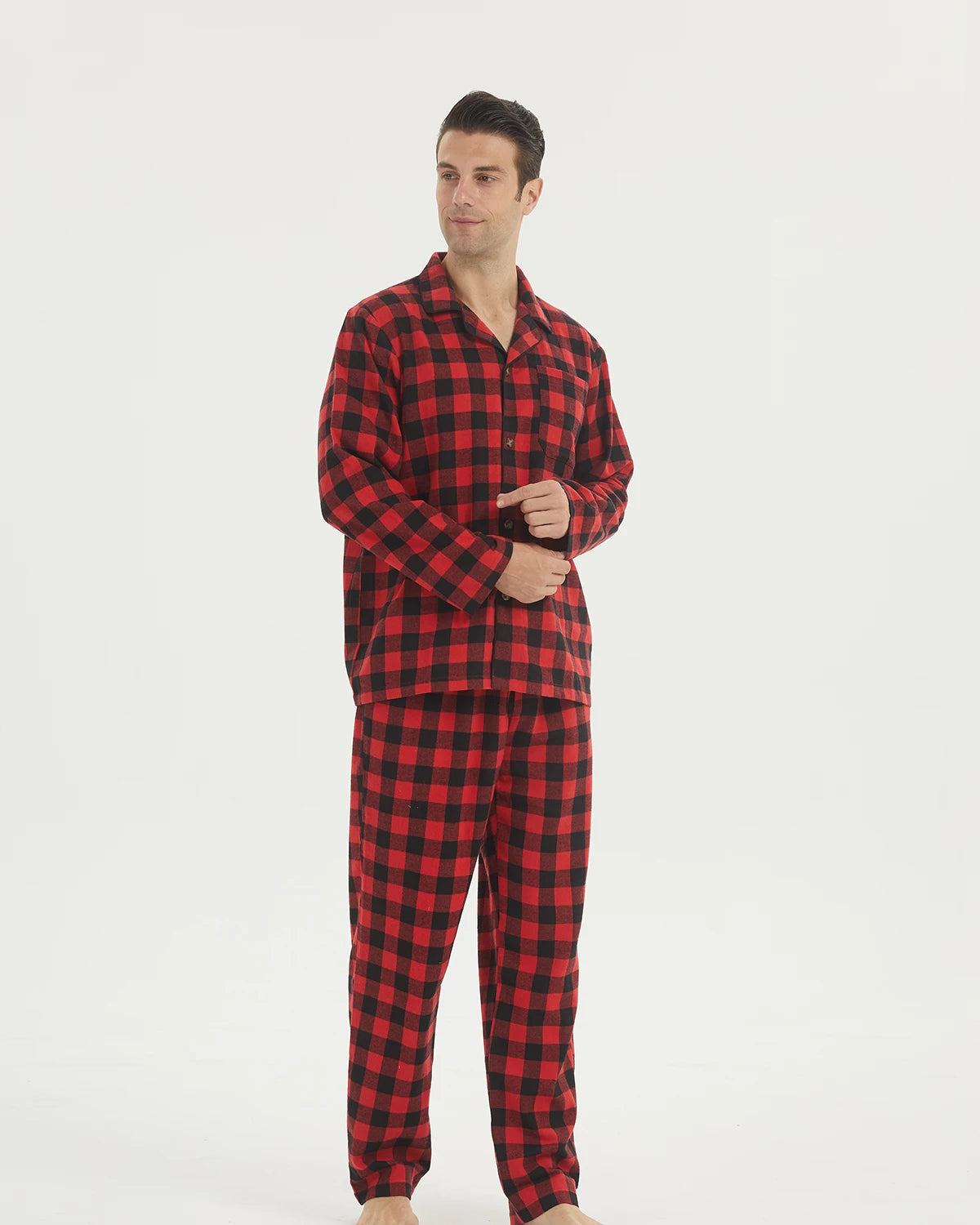 Mens’s Cotton Plaid Pajamas Set