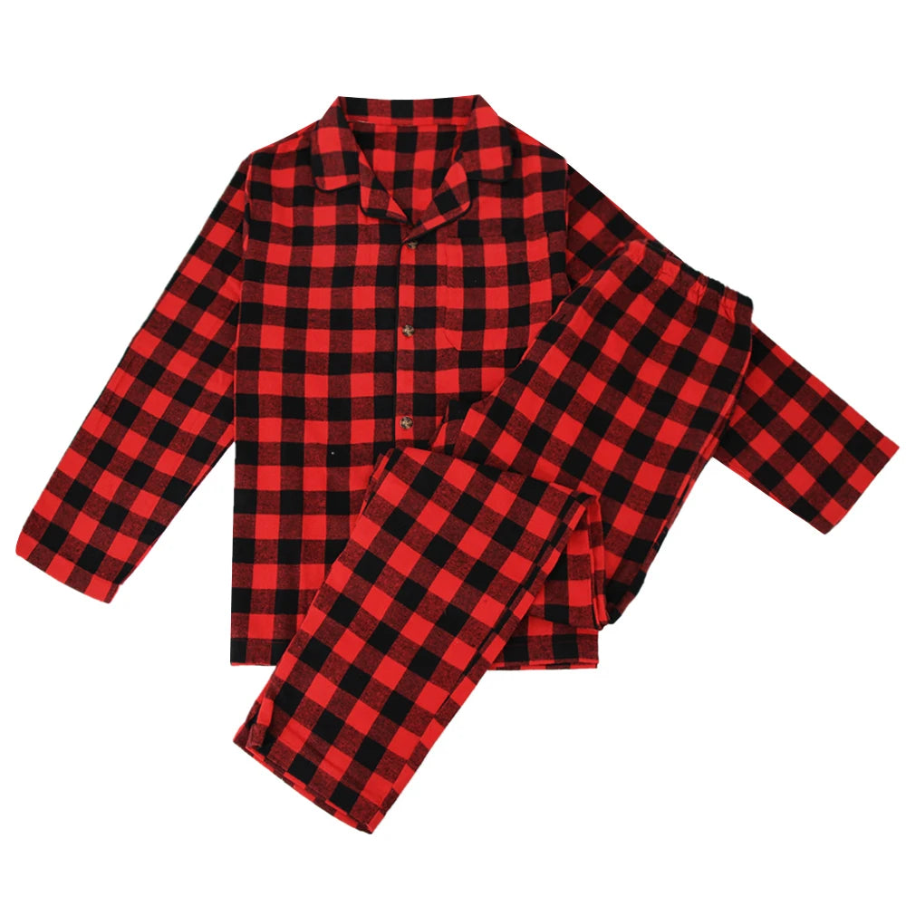Mens’s Cotton Plaid Pajamas Set