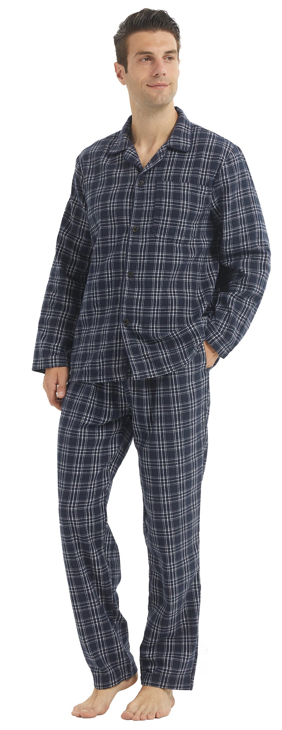 Mens’s Cotton Plaid Pajamas Set