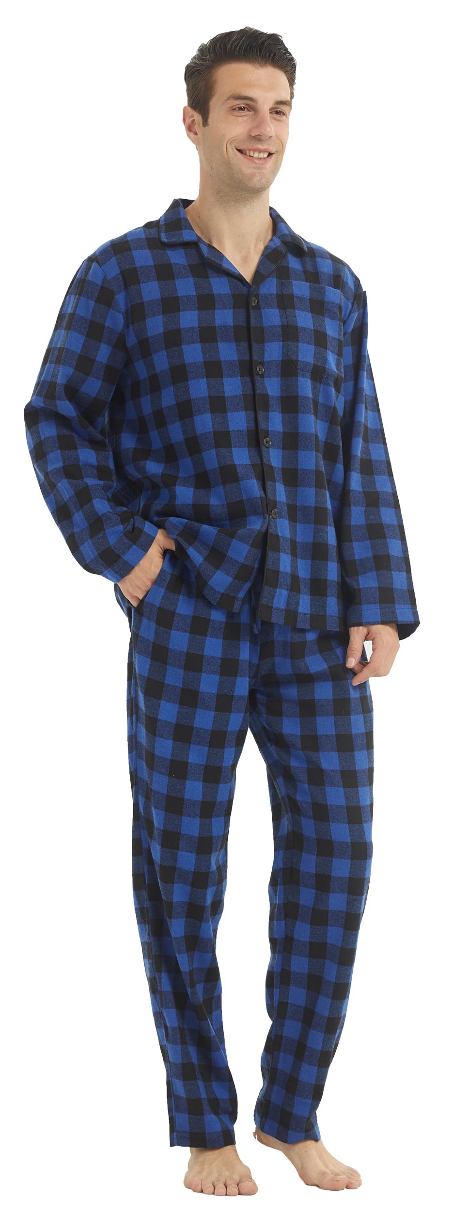 Mens’s Cotton Plaid Pajamas Set