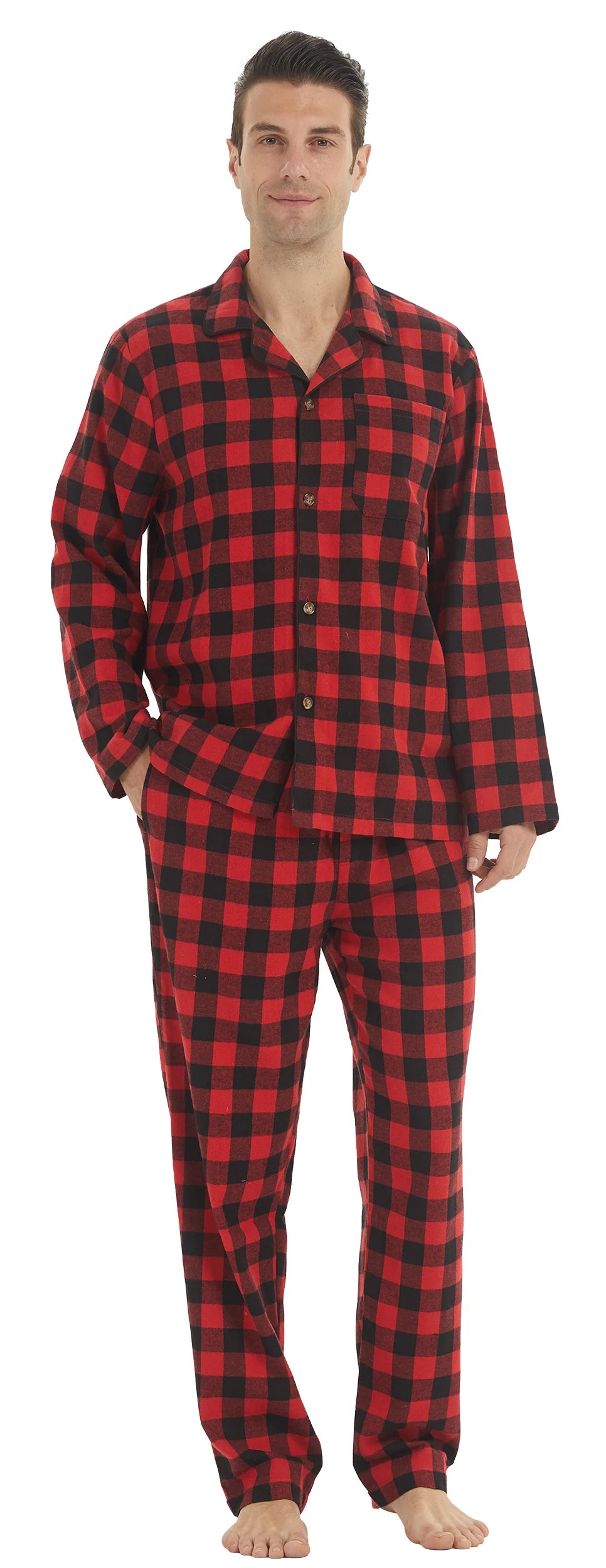 Mens’s Cotton Plaid Pajamas Set