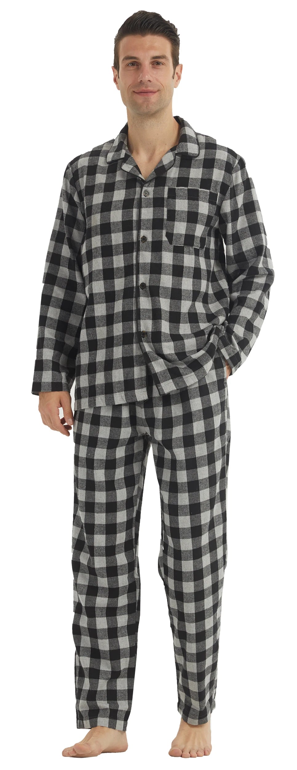 Mens’s Cotton Plaid Pajamas Set