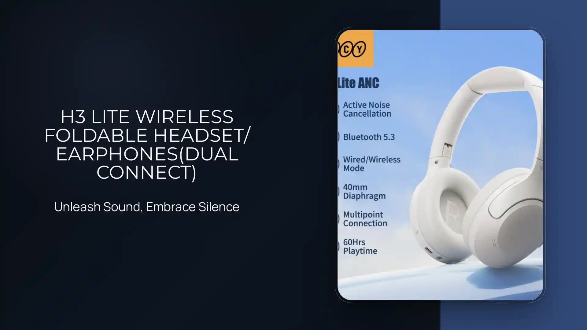 H3 Lite Wireless Foldable Headset/ Earphones(Dual Connect) by@Outfy
